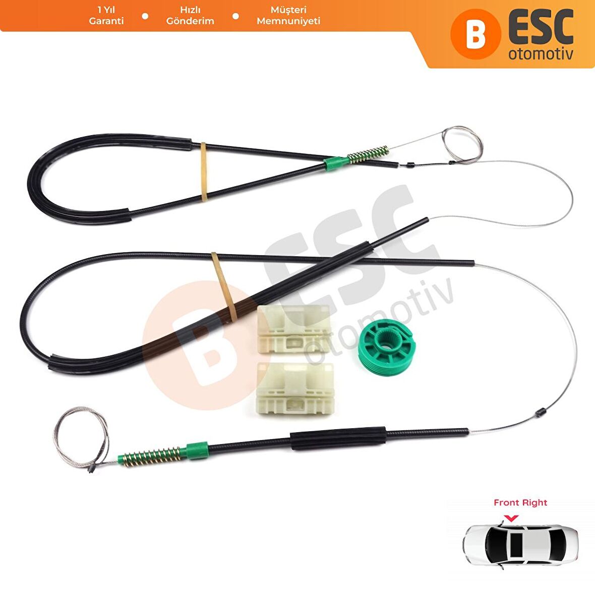 Audi A3 Coupe İçin Sağ Ön Kapı Cam Kriko Tamir Seti