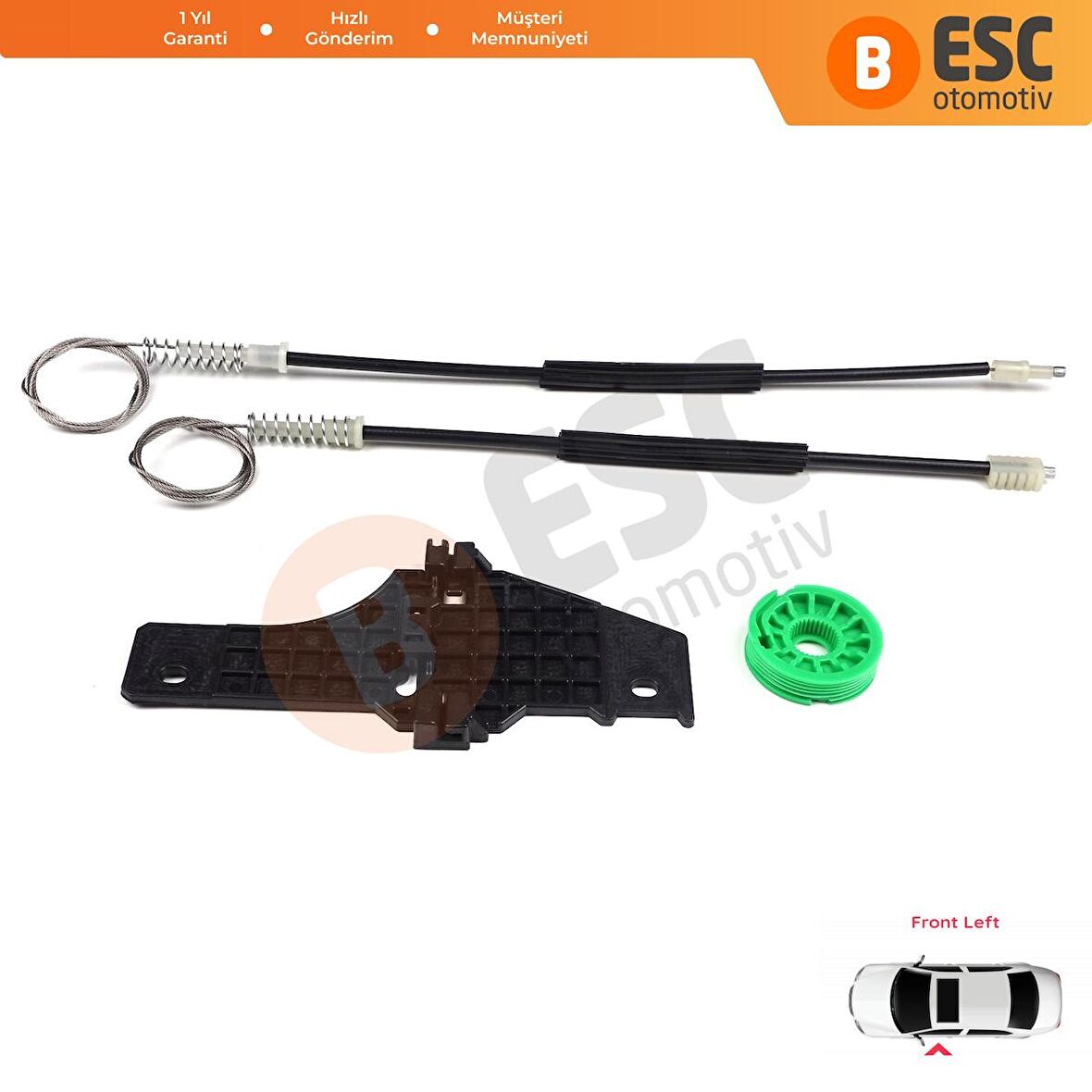 Peugeot 307 2002-2006 İçin Ön Sol Cam Kriko Tamir Seti