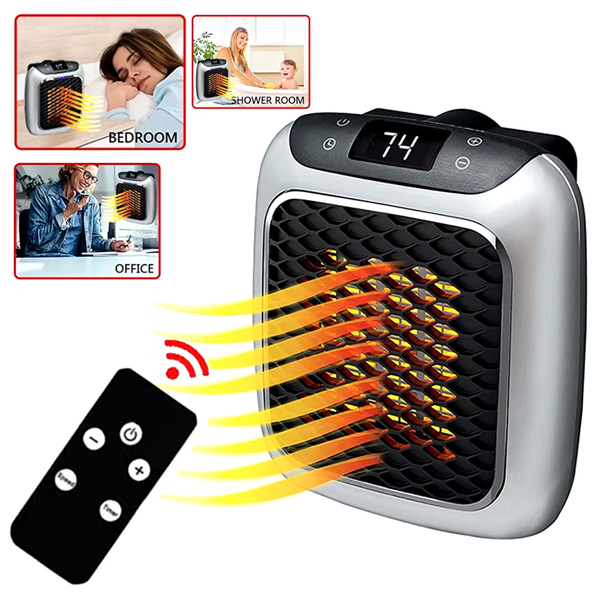 Powermaster PM-26513 800 Watt Priz Tipi Uzaktan Kumandalı Taşınabilir Isıtıcı (Zamanlayıcı - Otomatik Kapanma)