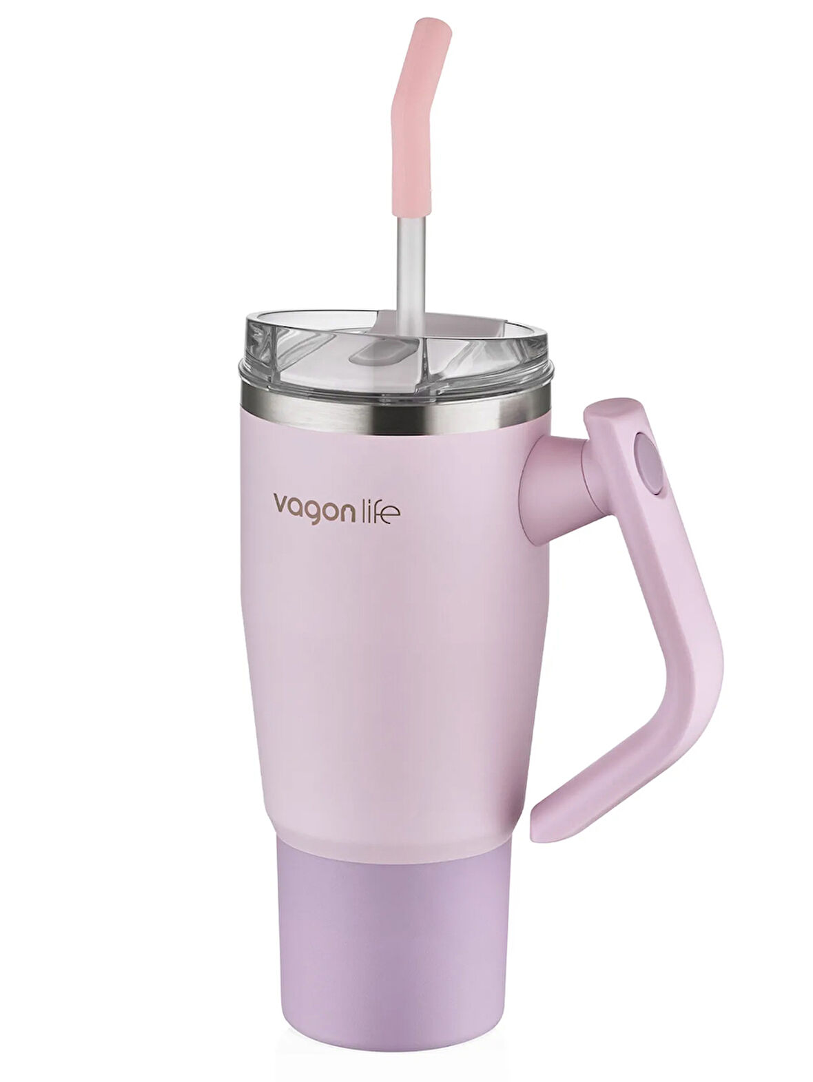 Vagonlife Pipetli Çelik Termos Matara 950 ml Pembe