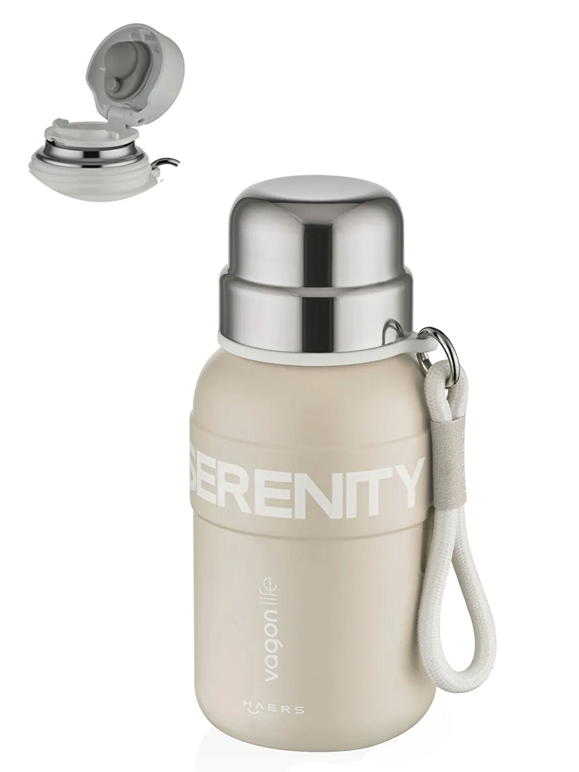 Vagonlife Çelik Termos Matara 600 ml Krem