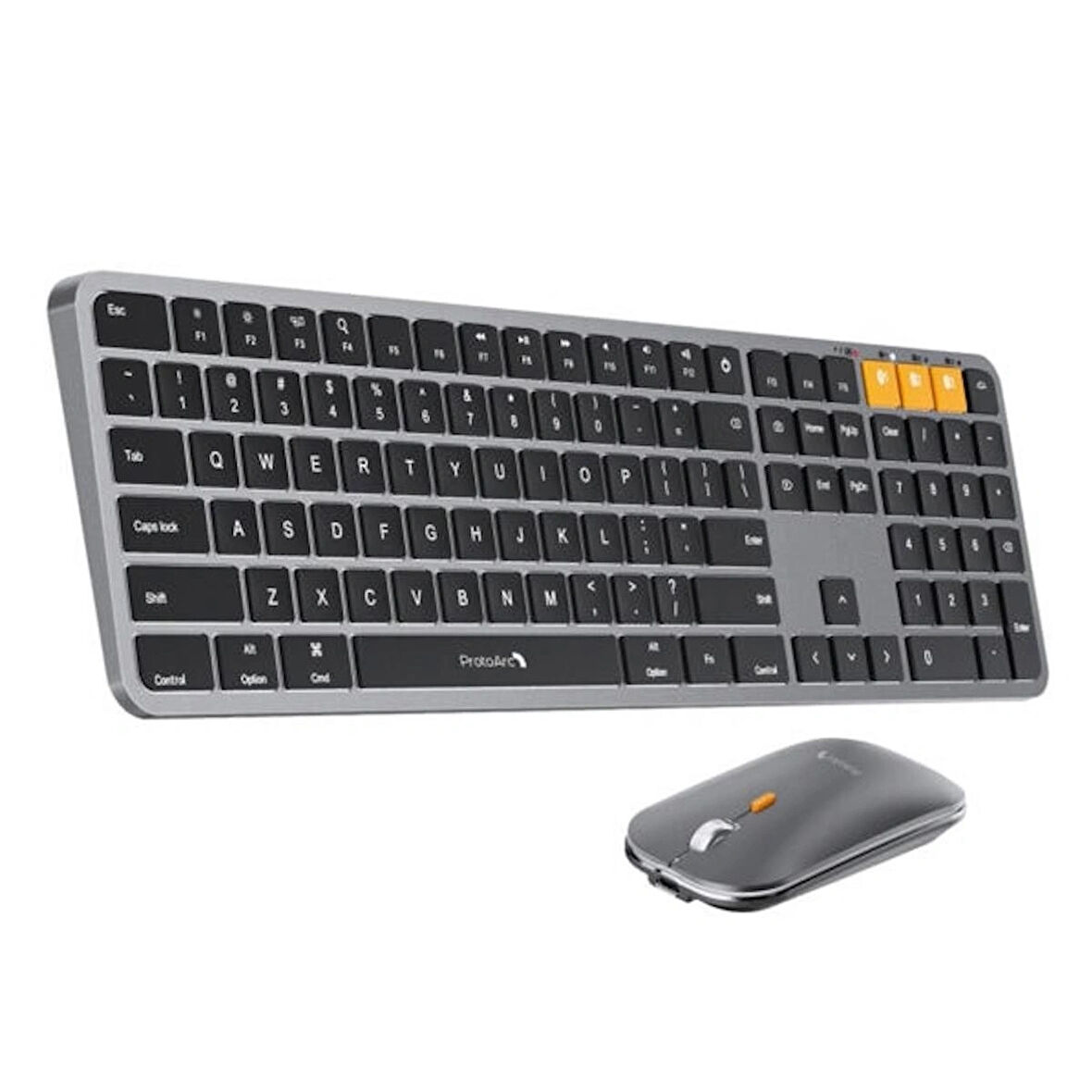 ProtoArc KM100-A Uzay Grisi Bluetooth Mac Uyumlu Sessiz Klavye Mouse Seti (CP014528)