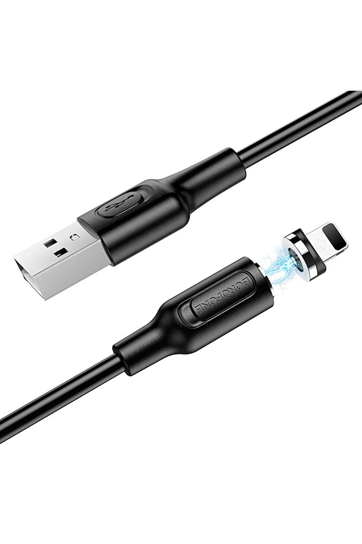 Manyetik Uçlu iPhone 11 12 13 14 Serisi Uyumlu 1 Metre Şarj Kablo Mıknatıs Lightning Uçlu BX41