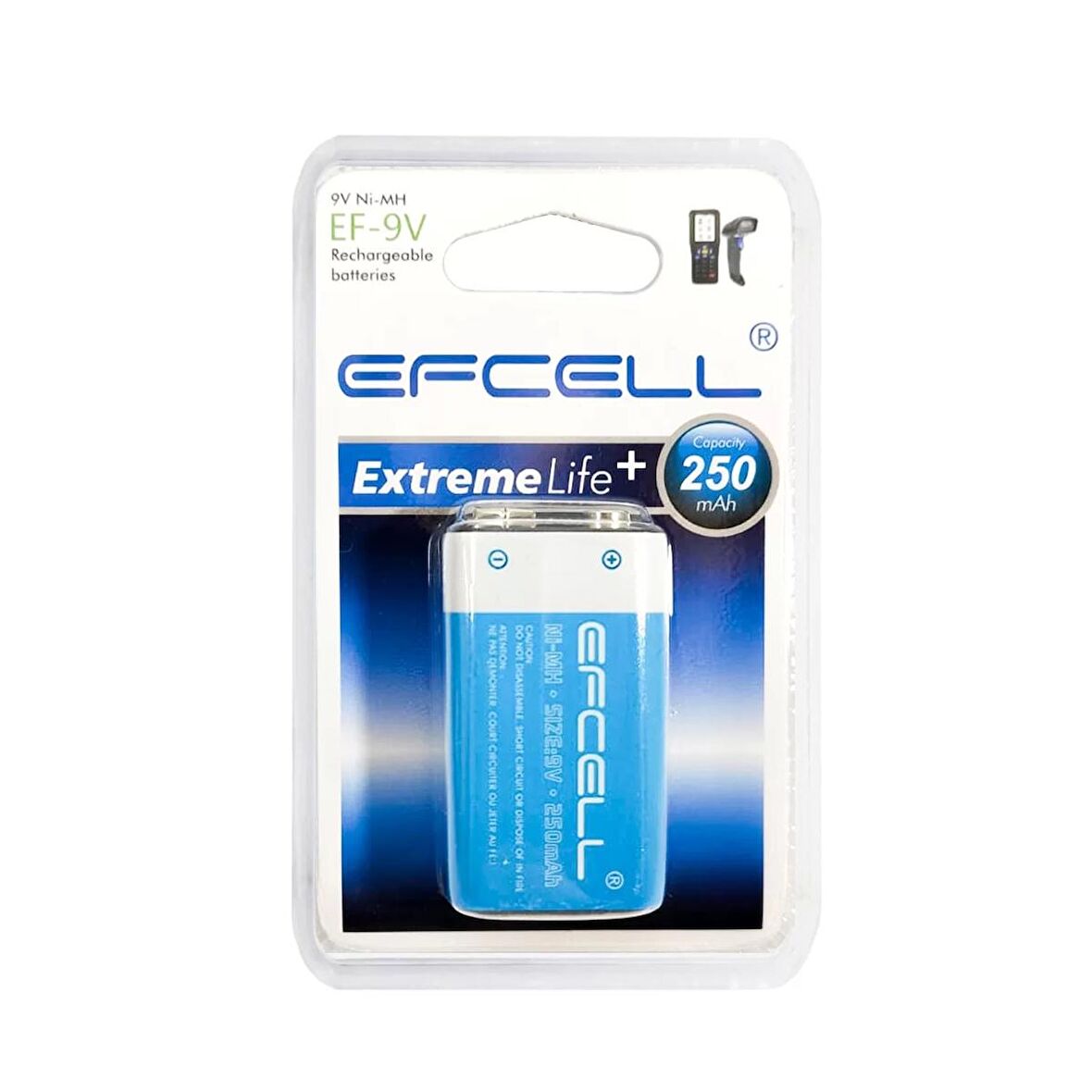 ŞARJLI PİL 9V 250MAH Nİ-MH EFCELL EF-9V