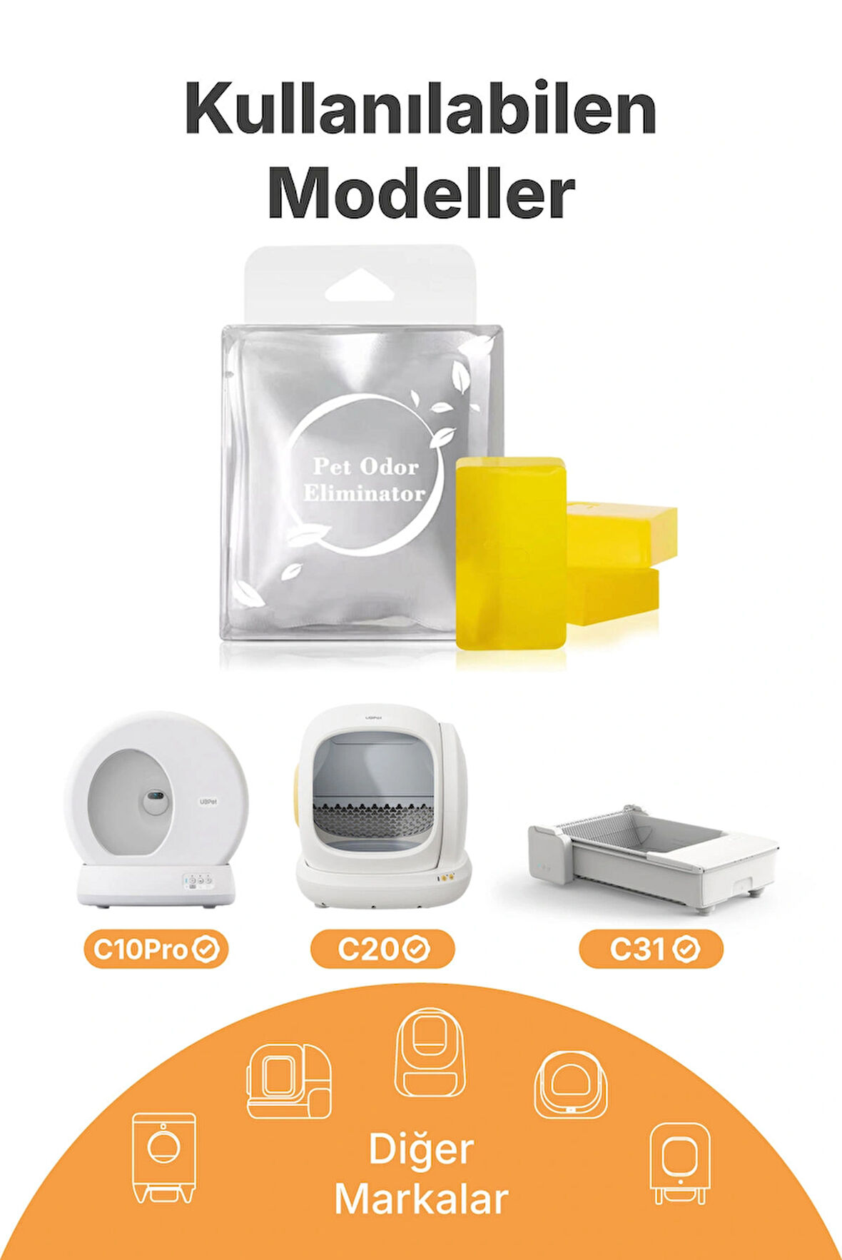 UBPet Akıllı Kedi Tuvaletleri Koku Giderici Odor Eliminator Atık Deposu Ferahlatıcı Özel Koku Jeli 