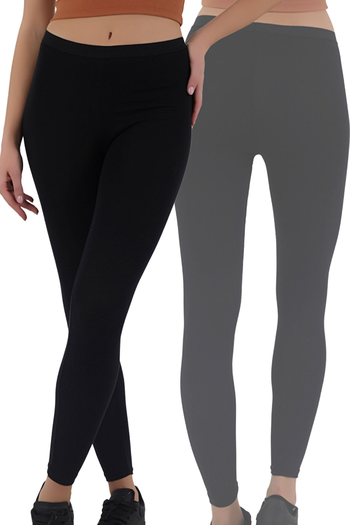 Kadın Günlük Tayt – Siyah, Beyaz, Gri | S-M, L-XL