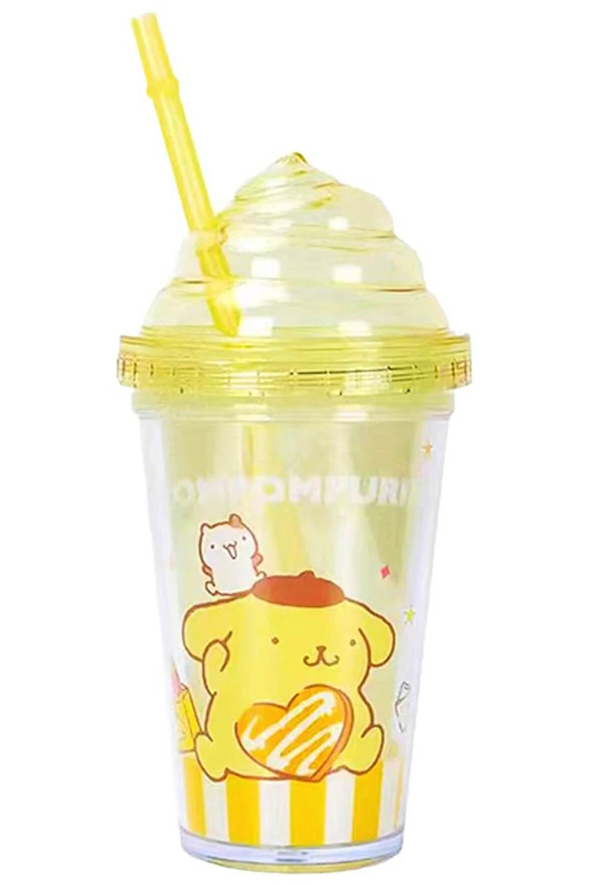 Sanrio Lisanslı Pipetli Plastik Şişe (320Ml) - Pompompurin