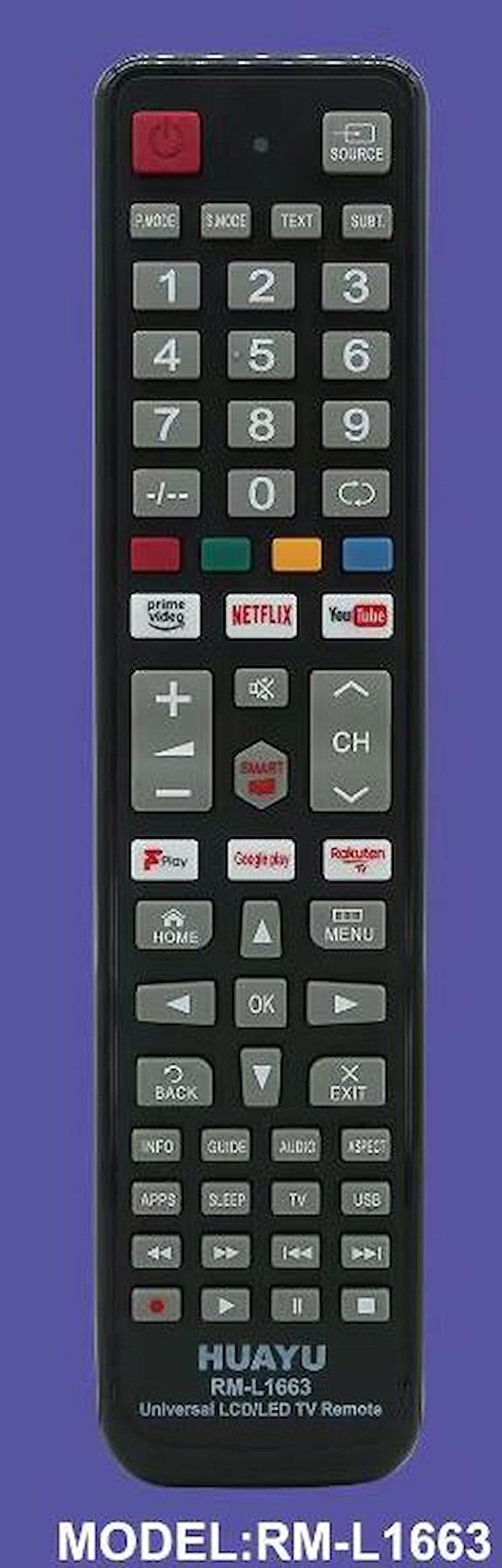 HUAYU KL RM-L1663 NETFLIX-YOUTUBE-GOOGLE PLAY TUŞLU UNIVERSAL LCD LED TV KUMANDA