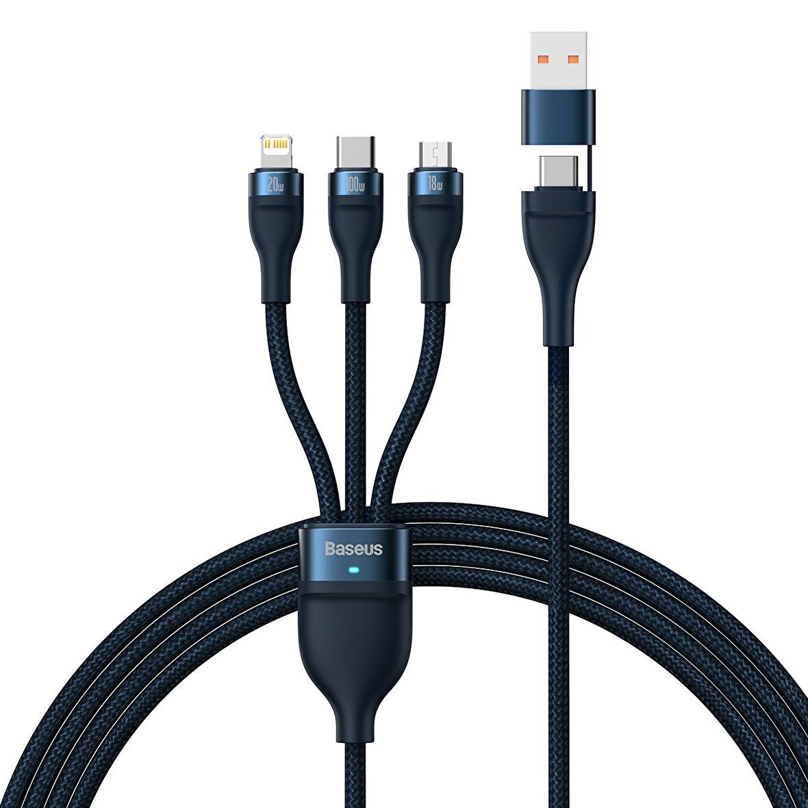 Baseus Flash Series 100W Ultra Hızlı Telefon Tablet Macbook Çoklu 3 in 1 Şarj Kablosu 120cm