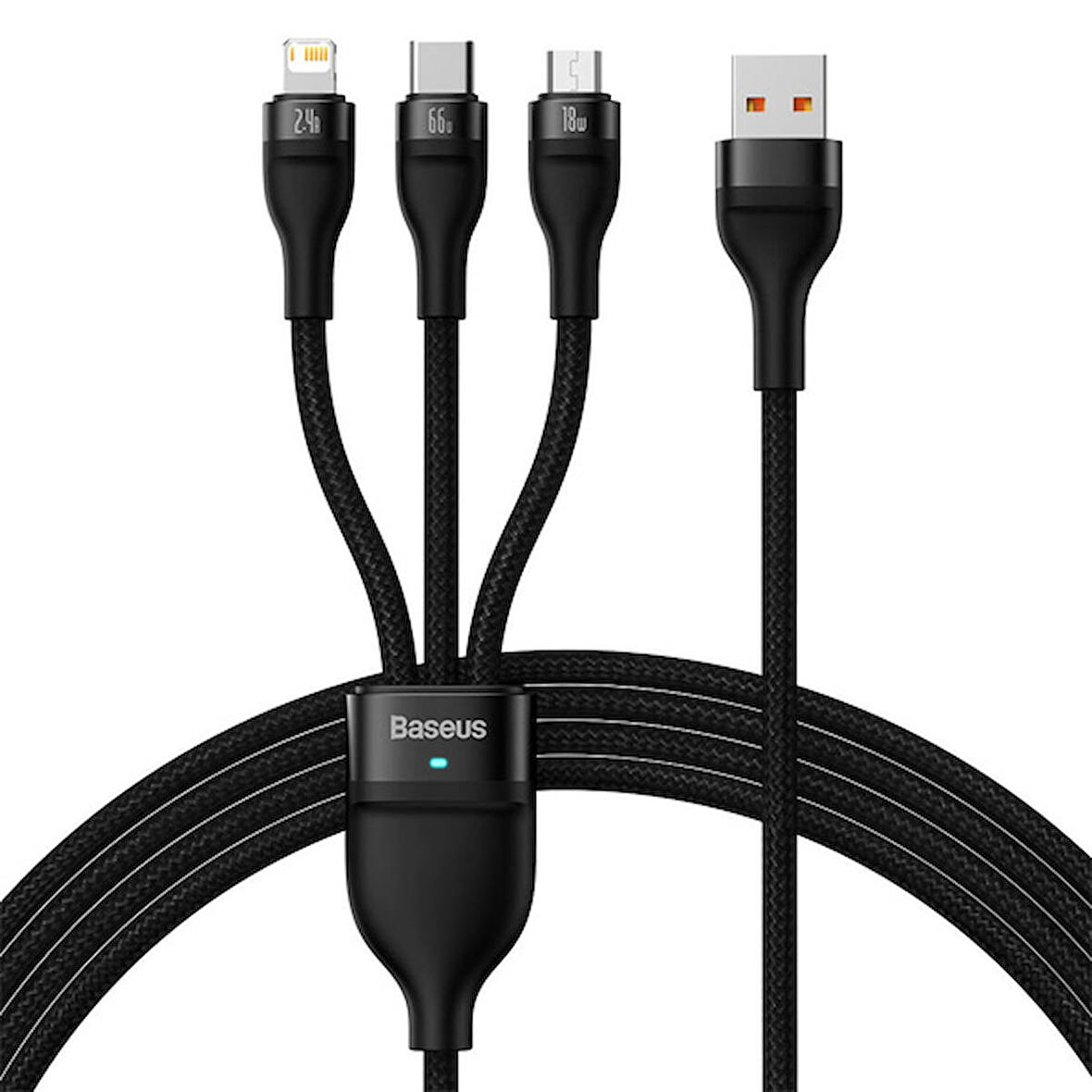 Baseus Flash Series Ⅱ 66W 3in1 iPhone Type-C Hızlı Şarj Kablosu 1.2m