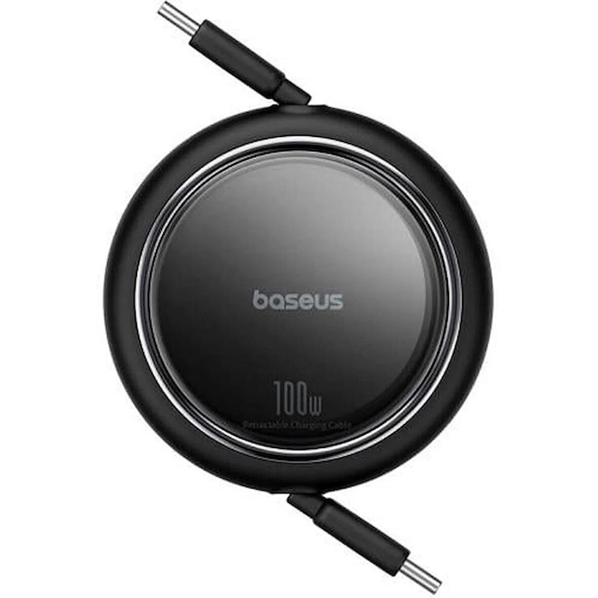 Baseus Free2 Draw Mini Makaralı Type-C to Type-C 100W Kablo 1 Metre - Siyah