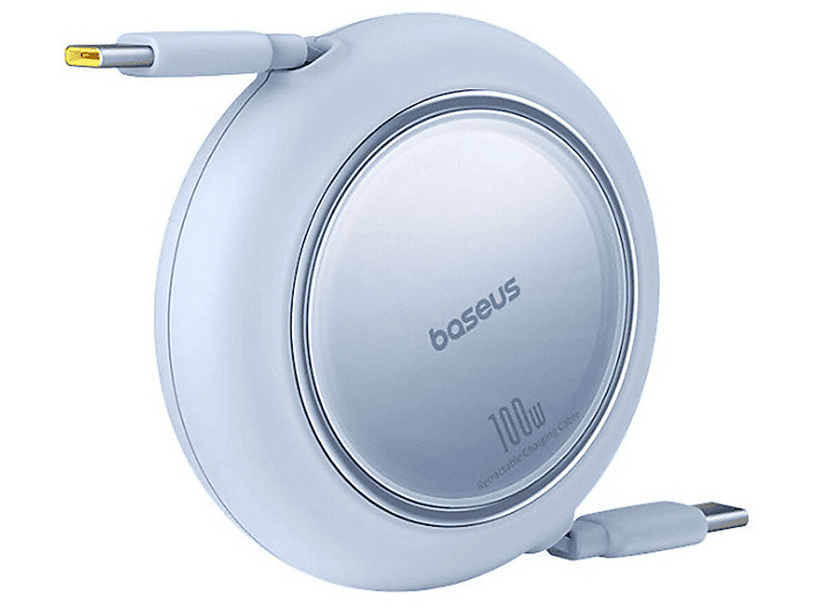 BASEUS Free2 Pull Mini Kablolu USB-C 100W Şarj Kablosu Mavi