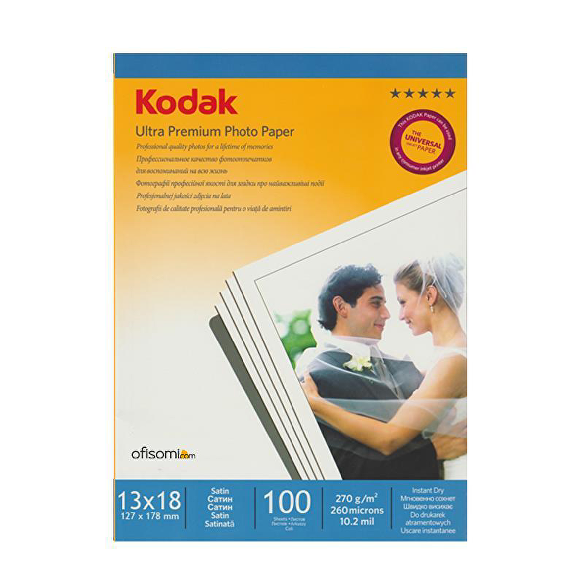 Kodak Ultra Premium Satin,Mat 13x18 270Gr/m² Fotoğraf Kağıdı 100 Yaprak