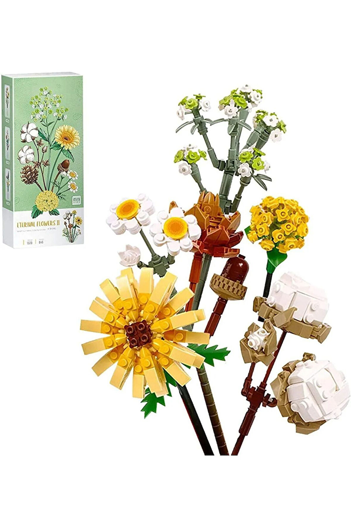 Loz Ebedi Çiçekler: Pamuk Papatya Gerbera 646 Parça Block Oyuncak Lz1670