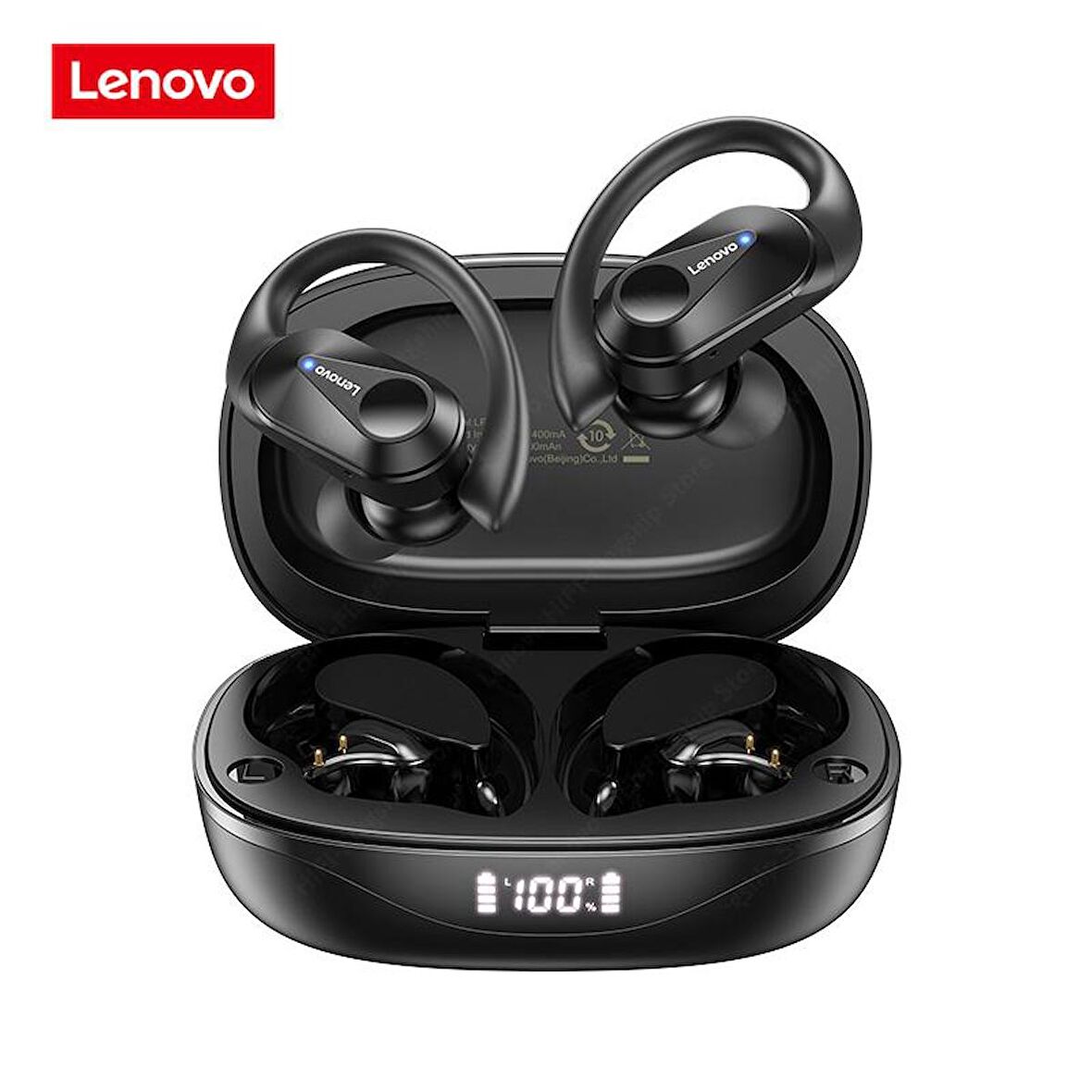 Lenovo ThinkPlus LP75 Kablosuz Şarj Göstergeli Sporcu Bluetooth Kulaklık Siyah