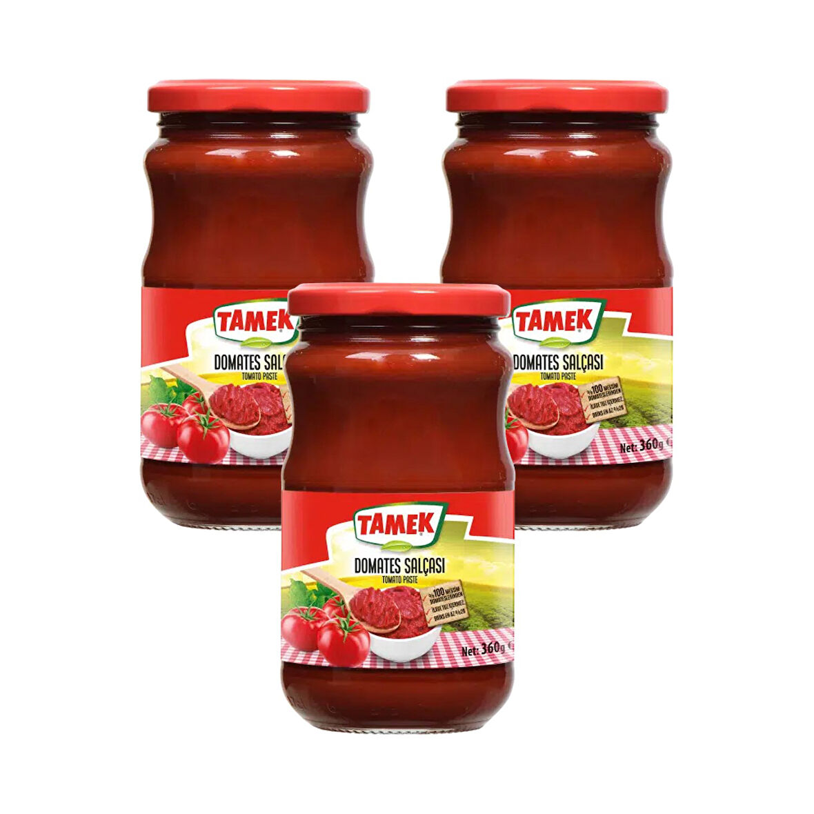 Tamek Domates Salçası 360 gr Cam x 3 Adet