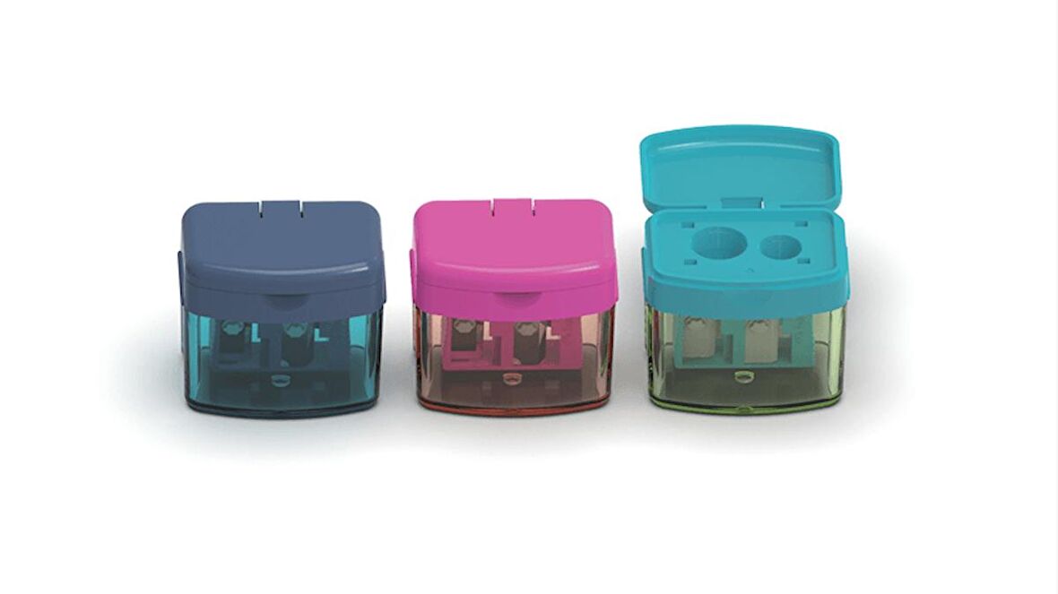 Faber Castell Mini Box Trendy Çift Gözlü Kalemtraş Ana Renkler / 382901