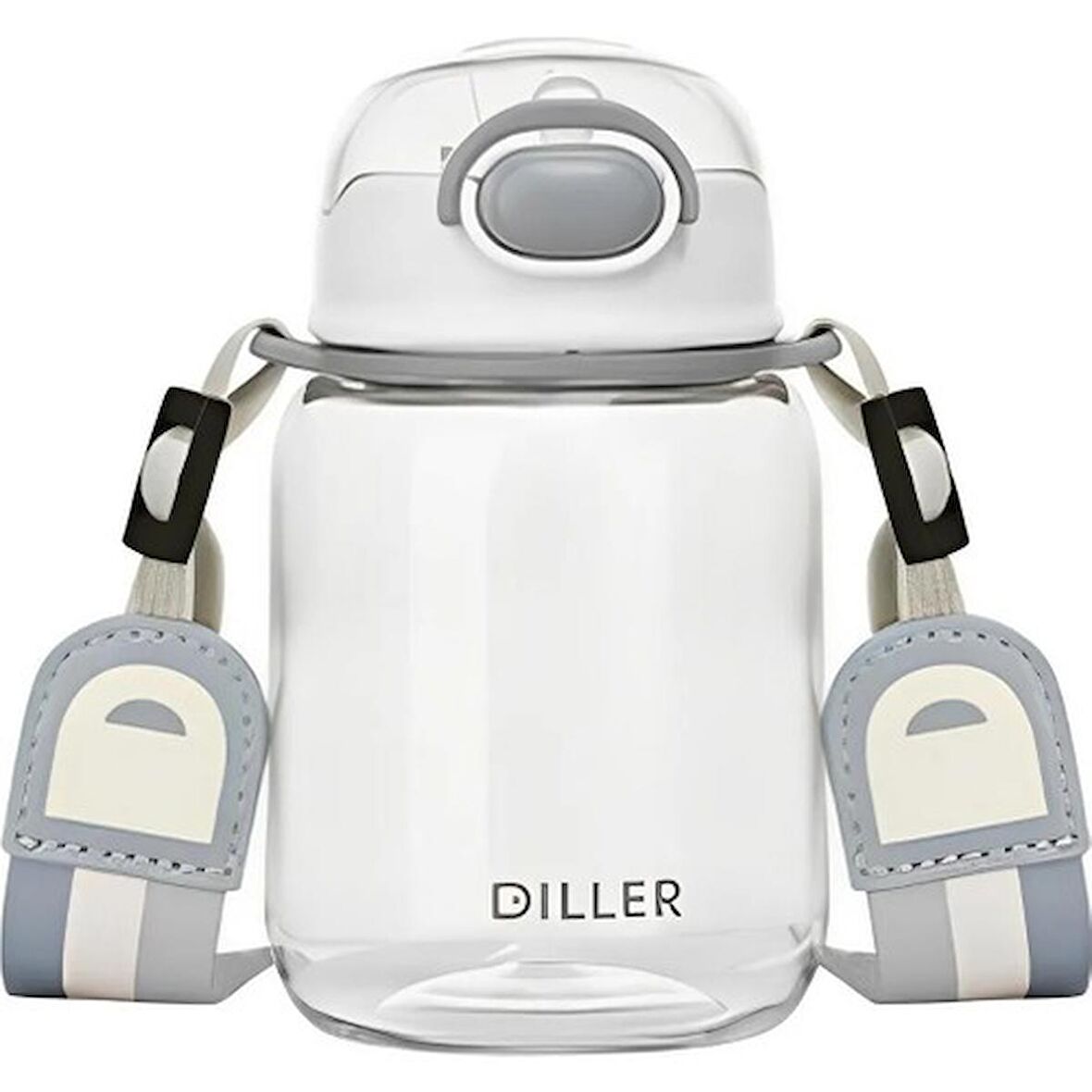 Diller 500ML Askılı Pipetli Tritan Su Matarası BEYAZ