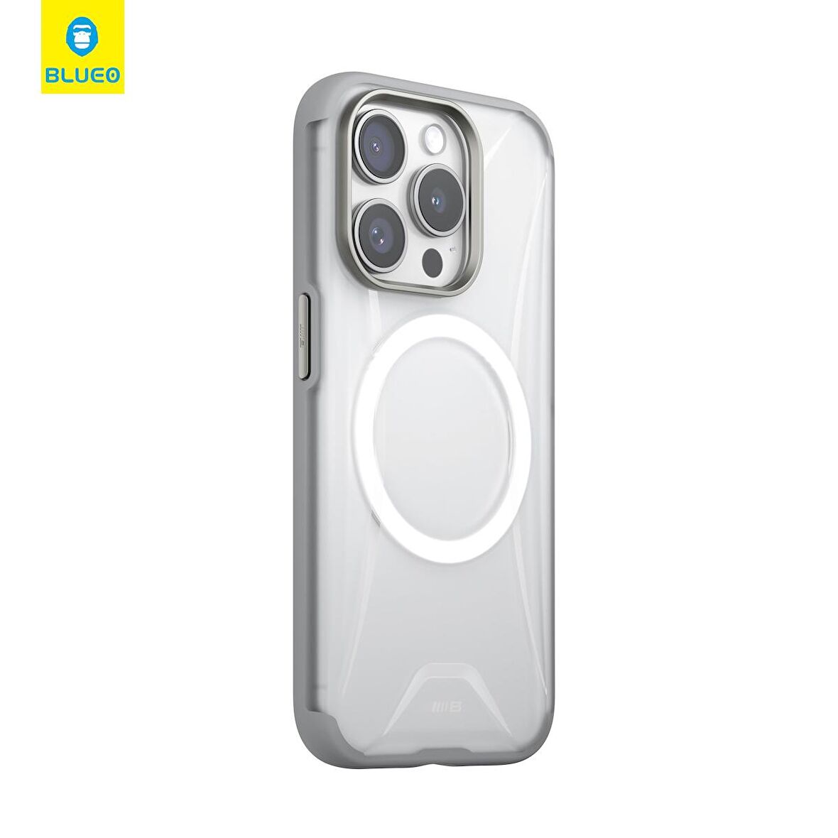 Blueo Ape Legend Serisi iPhone 15 Pro Max Uyumlu Gri Anti-Drop Magsafe Telefon Kılıfı