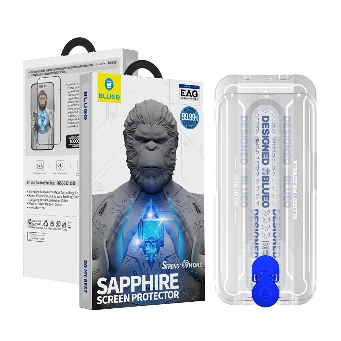 Blueo iPhone 15 Pro Max Uyumlu Sapphire Safir Cam Anti-Static Aparatlı Ekran Koruyucu