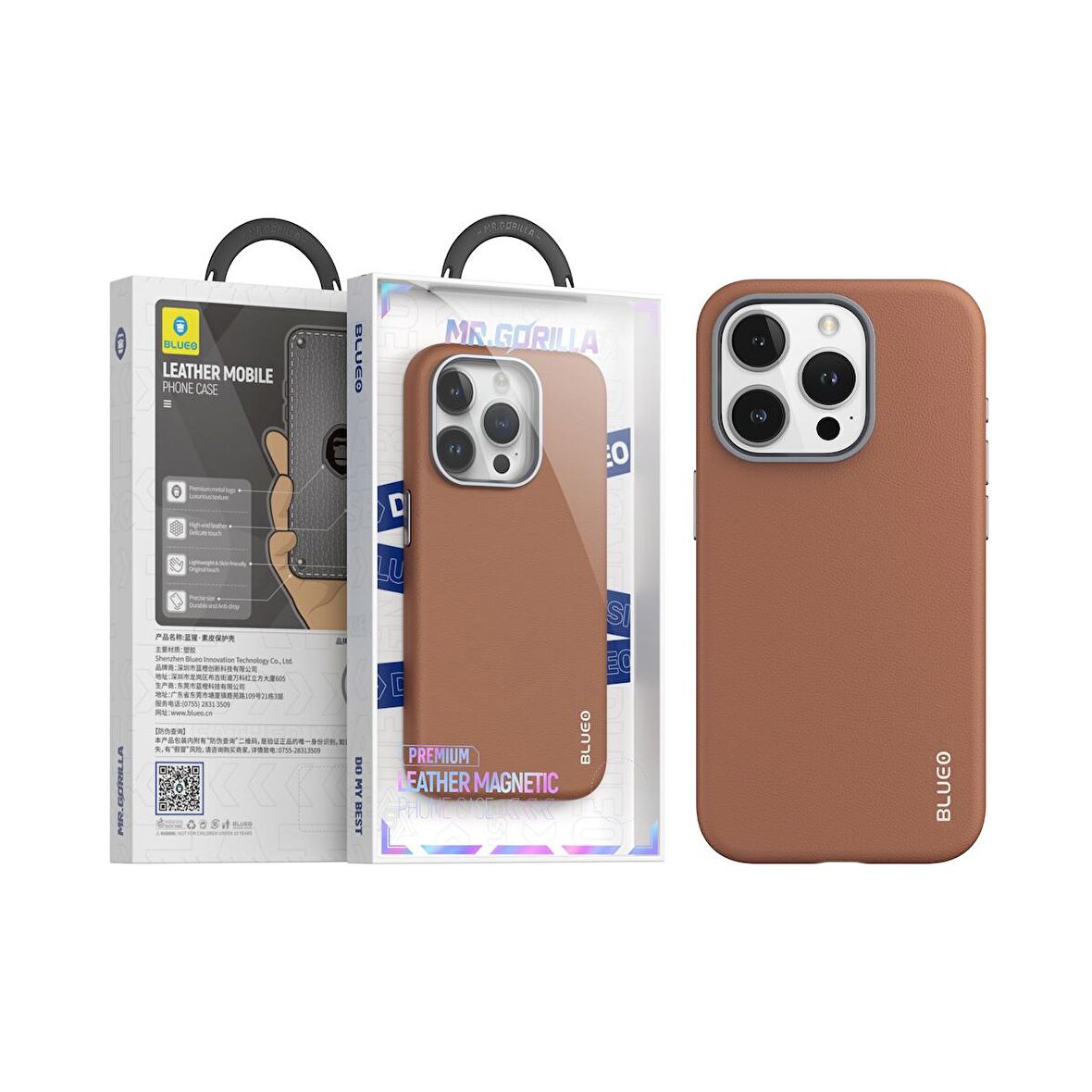 iPhone 14 Pro Max Gerçek Deri Premium Magsafe Kılıf Kahverengi 