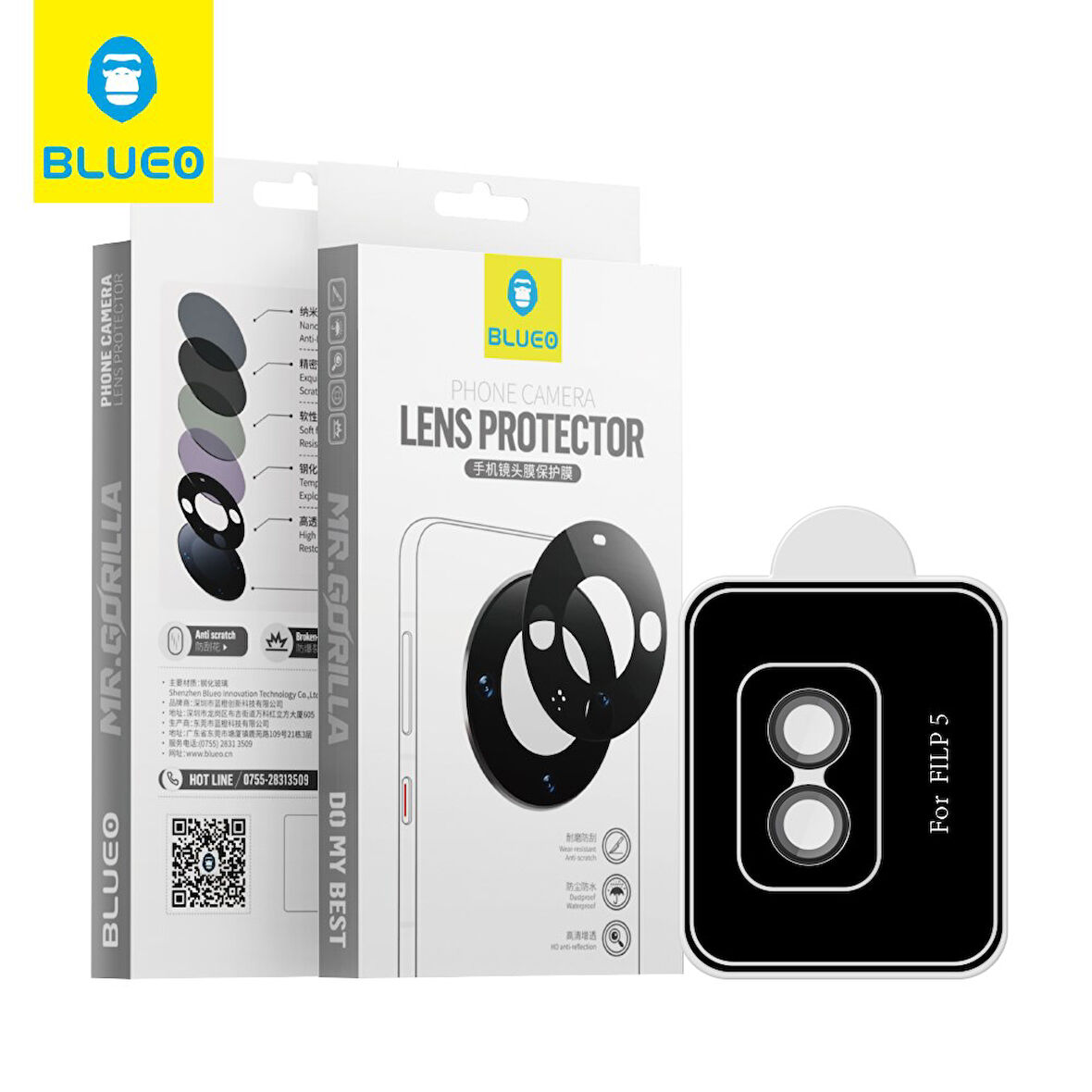 Blueo Samsung Flip 5 Uyumlu Metal Çerçeve Lens Koruyucu Siyah