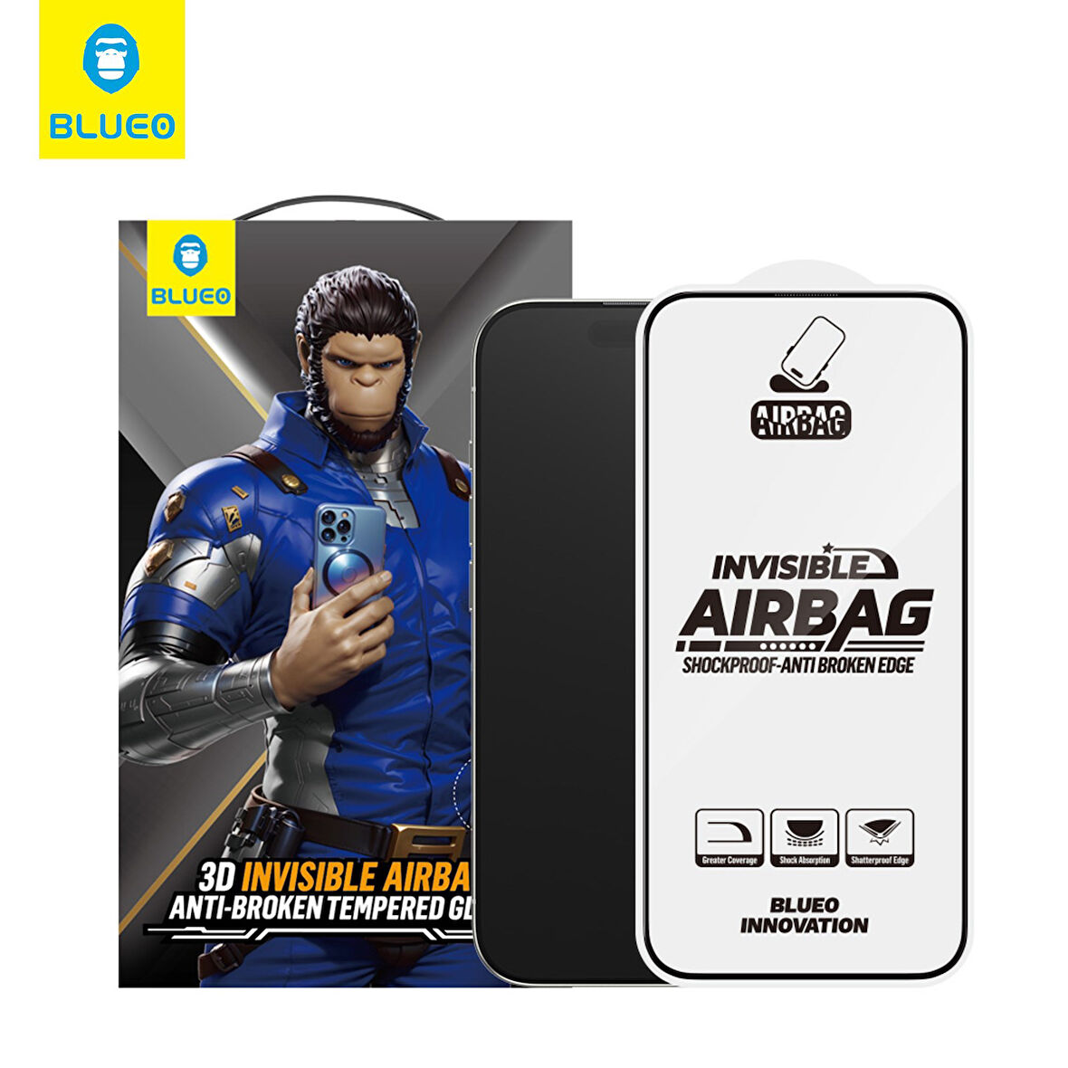 3D Airbag iPhone 14 Pro Uyumlu Kenar Darbelere Dirençli Tam Kavrayan Kavisli Cam Ekran Koruyucu