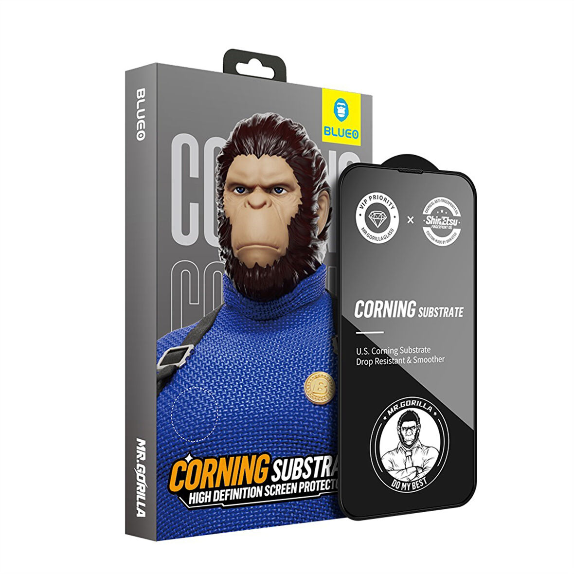 Blueo iPhone 15 Uyumlu Corning Gorilla Cam Anti-Static Ekran Koruyucu