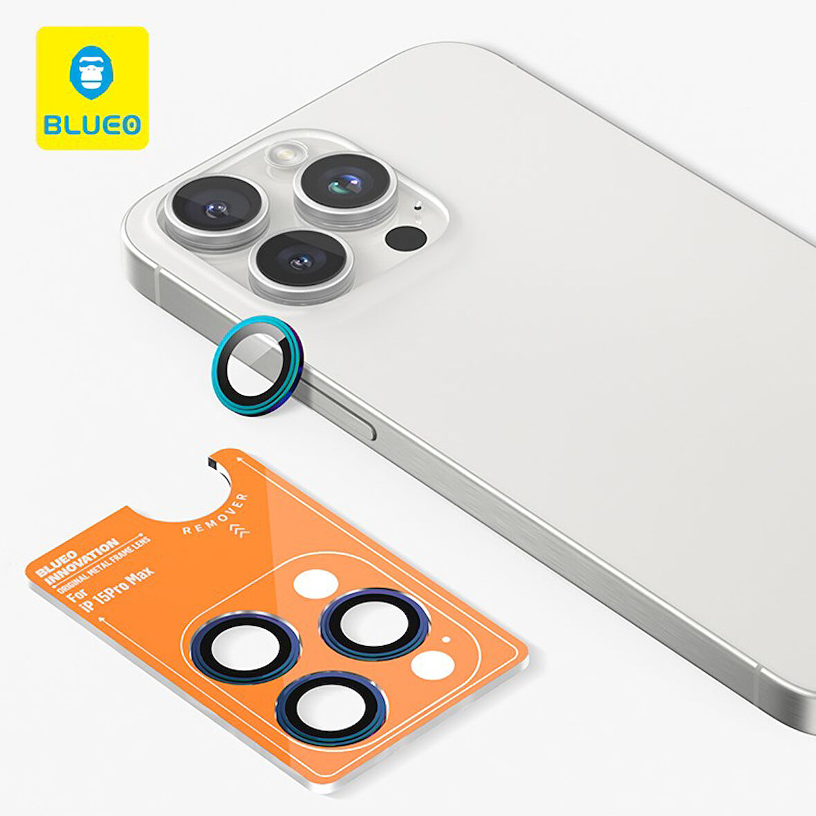 Blueo iPhone 14 / 14 Plus Uyumlu Renkli Metal Çerçeve Lens Koruyucu