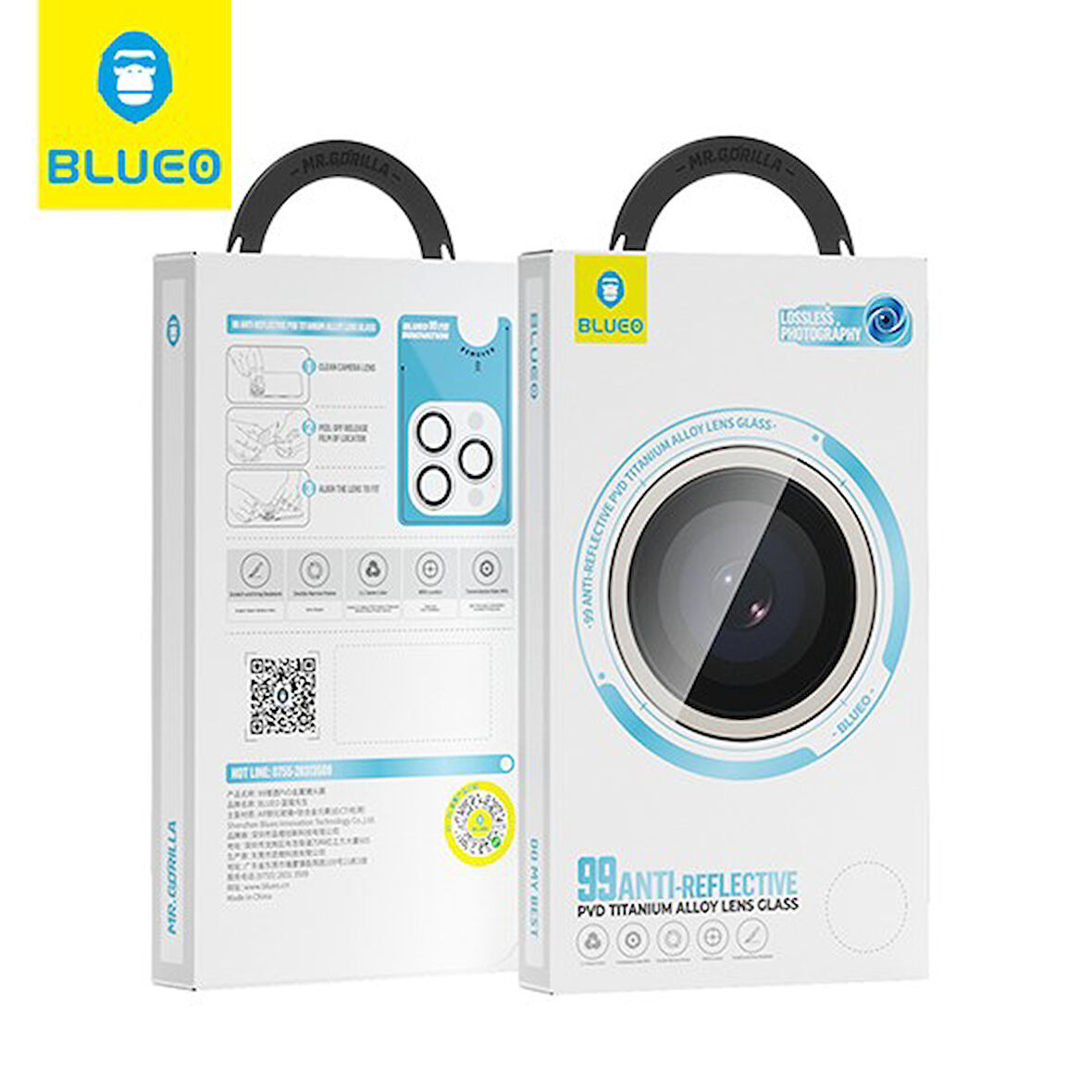 Blueo iPhone 15 Pro Max ve 15 Pro Uyumlu Natural Titanyum Anti-Reflective PVD Lens Koruyucu