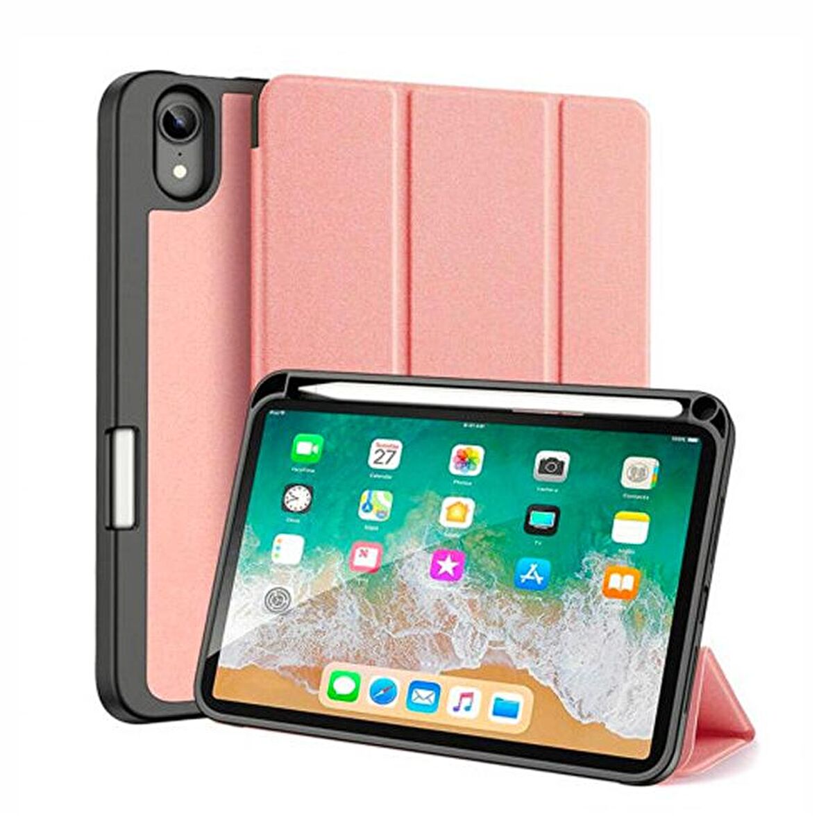 Dux Ducis iPad Mini 6 (2021) Kılıf Kalem Bölmeli Standlı Domo Series PEMBE