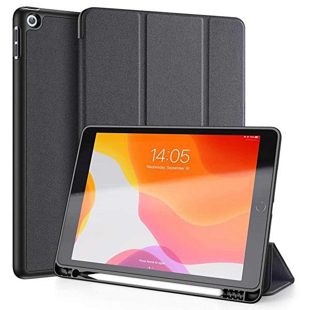 DUX DUCİS iPad 7th Gen 10.2 2019 Kılıf Kalem Yerli Soft Tpu Mıknatıslı Domo Kılıf SİYAH