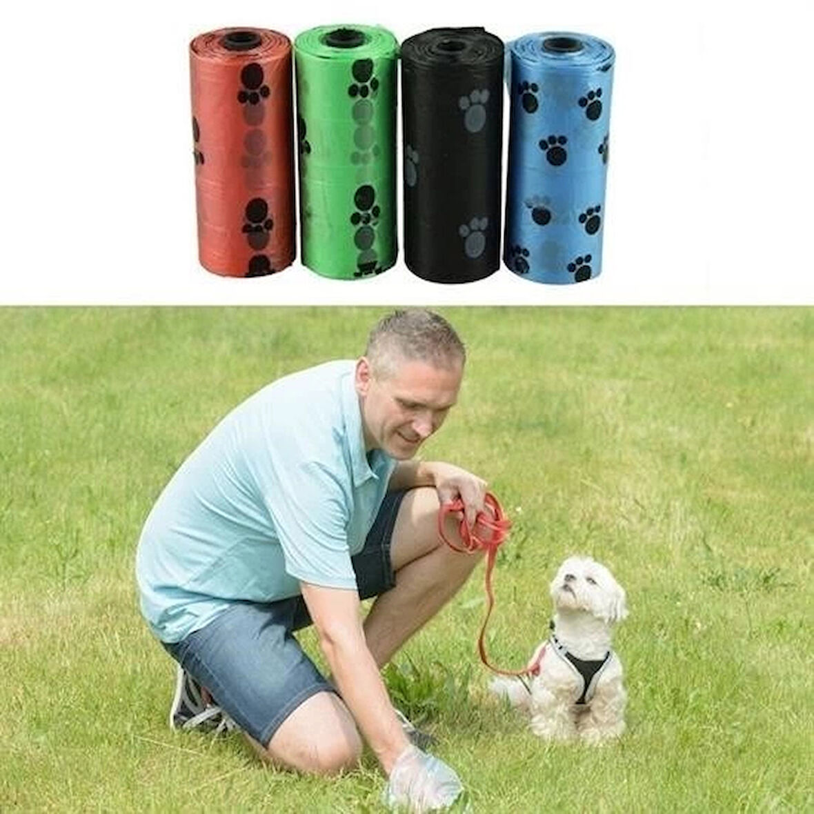 İpek Yıldızı® 4lü Evcil Hayvanlar Için Pati Desenli Kedi Köpek Kaka Poşeti Torbası