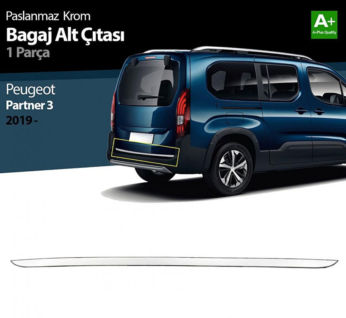 S-Dizayn Peugeot Partner 3 Krom Bagaj Alt Çıtası 2019 Üzeri