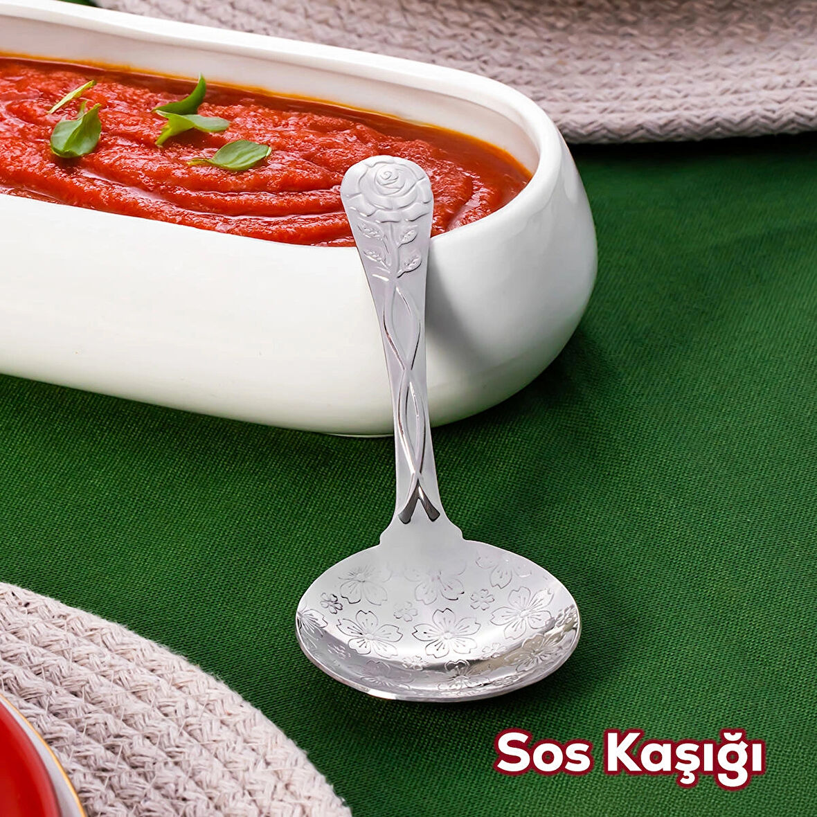 Porsima 5216 Metal Gümüş  Sos Kaşığı  Kepçe 13cm
