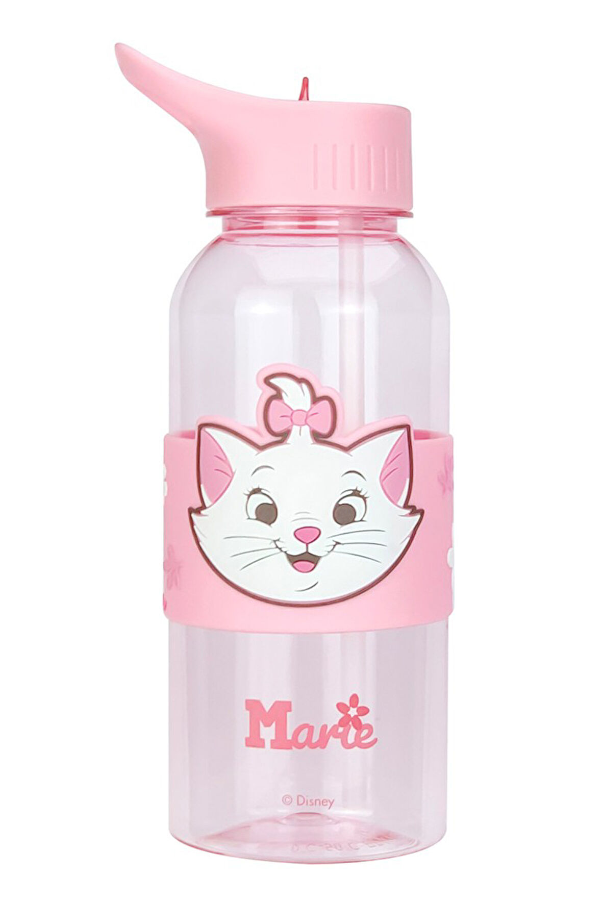 Disney Marie Lisanslı Pipetli ve Kapaklı Plastik Suluk (1000 ML)
