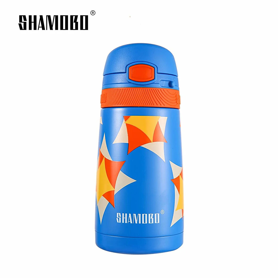 Shamobo Paslanmaz Çelik, Pipetli, Kilitlenebilir Çocuk Matarası 350 ml Mavi