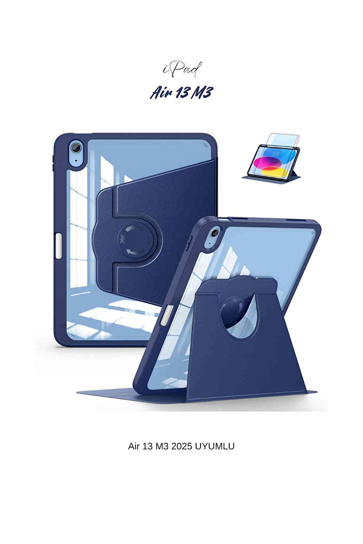 iPad Air 13 2025 M3 Çip Uyumlu 360° Dönebilen Yatay Dikey Standlı Fuchsia Pino Tablet Kılıfı