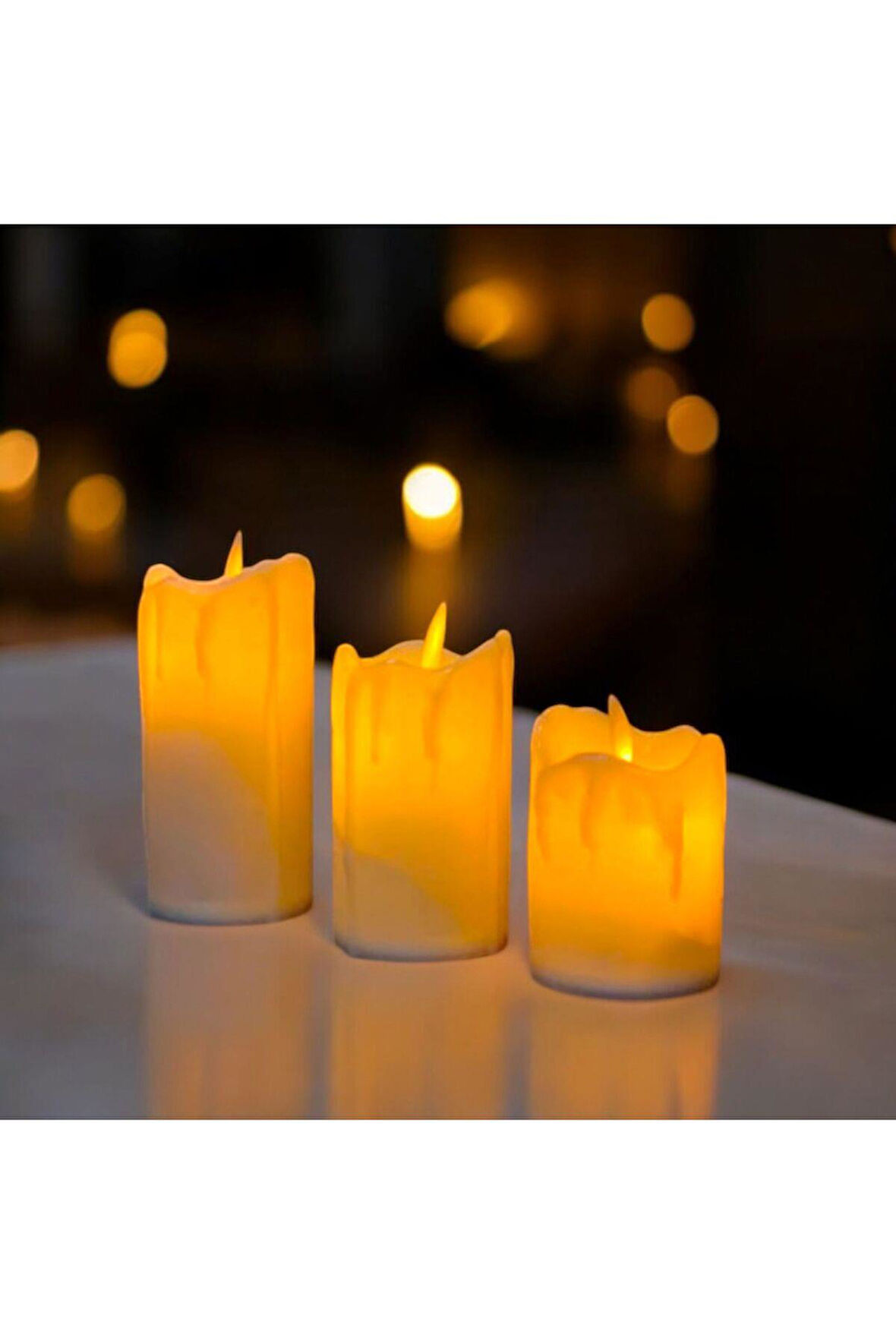 Seçtim Aldım Titreyen Alevli Erimiş Led Mum 3'lü