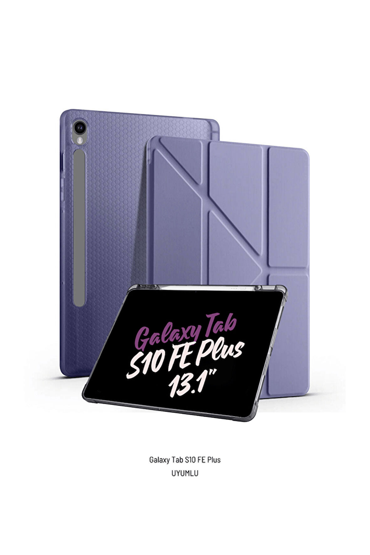 Galaxy Tab S10 FE Plus Uyumlu 13.1 inç Kalem Bölmeli Standlı Tri Folding Tablet Kılıfı