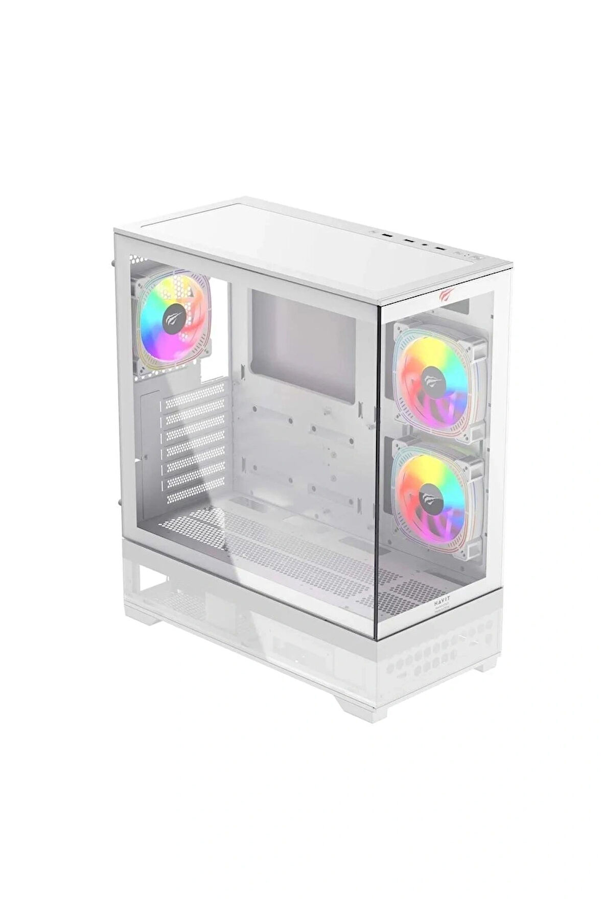 Havit CF925 Tamperli Cam Gaming Oyuncu Kasası Beyaz - 3 RGB Fanlı, Kumandalı, ITX/M-ATX/ATX/E-ATX Uyumlu