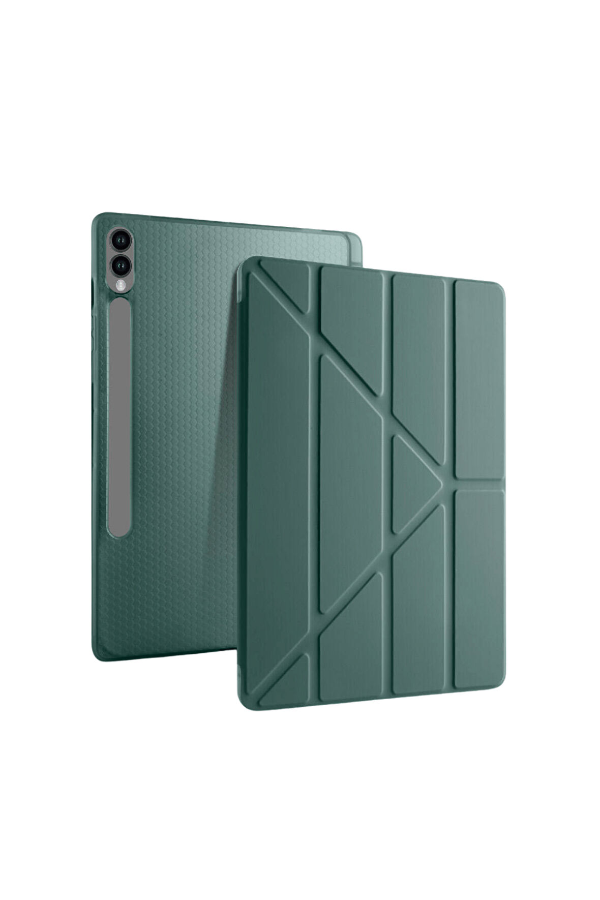 Galaxy Tab S10 Plus Uyumlu 12,4 inç Kılıf Fuchsia Akıllı Kalem Bölmeli Standlı Tri Folding Smart Kılıf