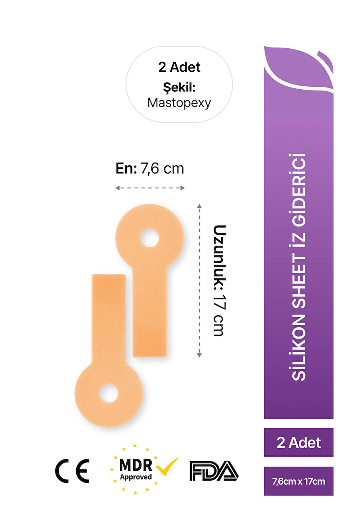 Meme Dikleştirme Estetiği Sonrası İz Giderici Silikon Yara İzi Örtüsü – Yıkanabilir | Mastopexy  Model | 2 Adet
