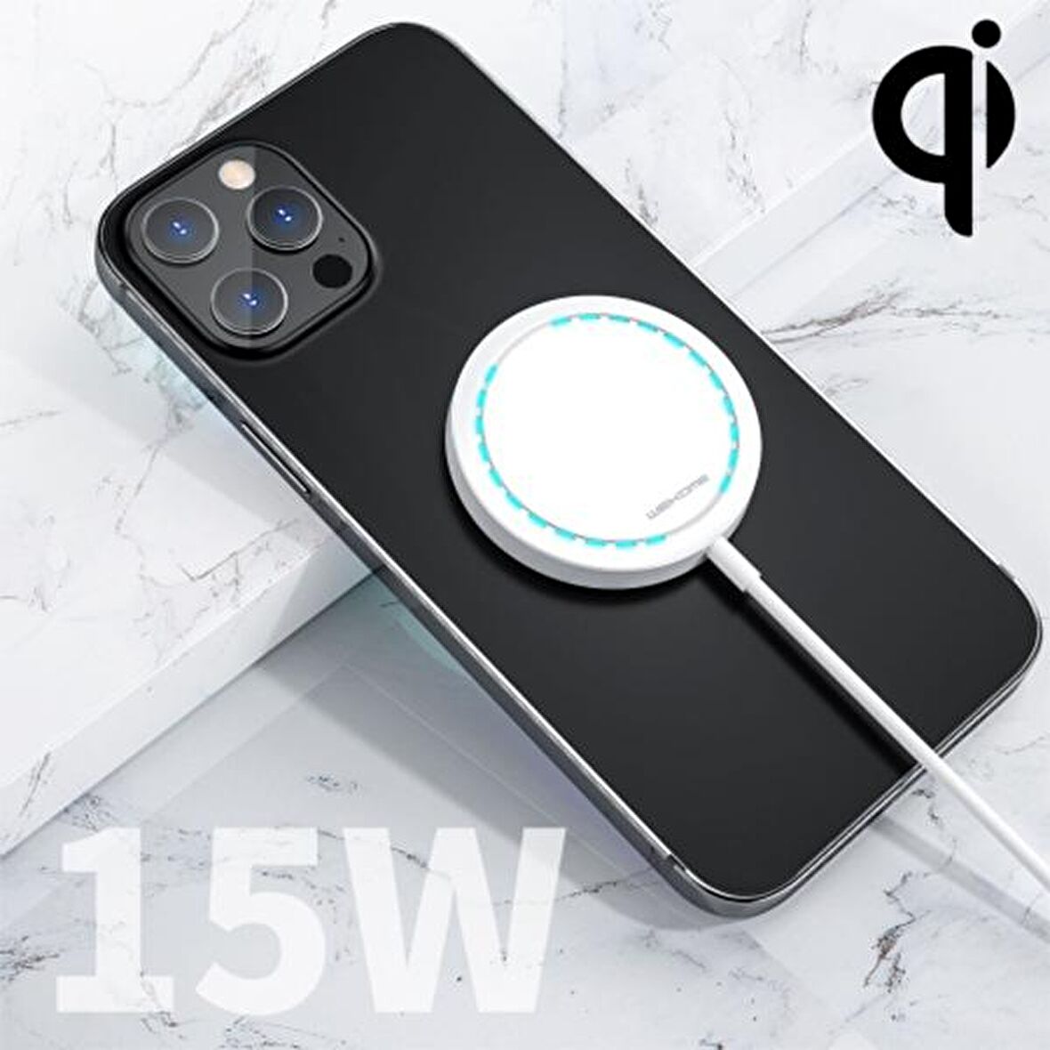 Wekome Magsafe 15W Ultra İnce Mıknatslı Kablosuz Wireless Şarj BEYAZ