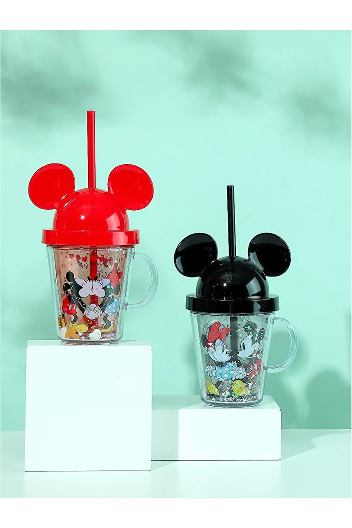 Mickey Mouse Lisanslı Kapaklı Ve Pipetli Bardak