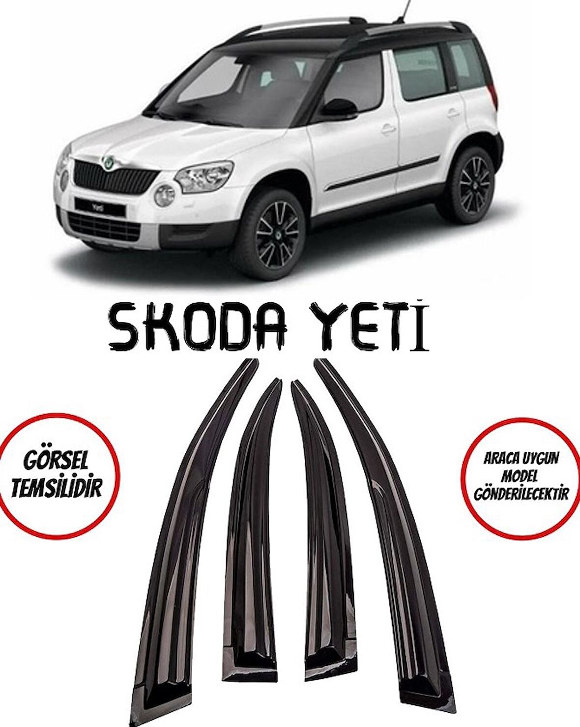 Balp Skoda Yeti Cam Rüzgarlığı 4lü Parlak Siyah