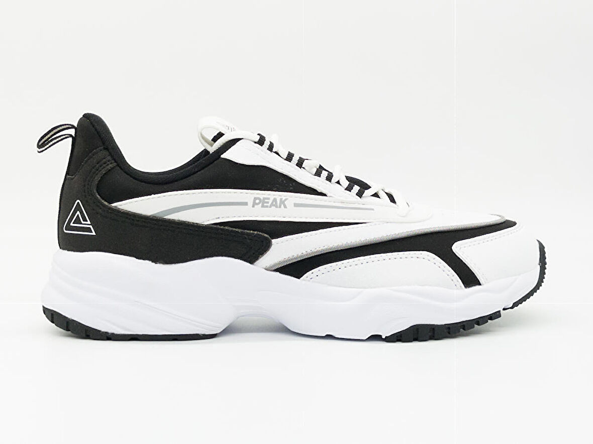 Peak E14361E Erkek Beyaz Siyah Kaymaz Taban Nefes Alabilen Ortopedik Rahat Hafif Günlük Outdoor Bilekli Boğazlı Koşu Yürüyüş Sneaker Basketbol Spor Ayakkabı