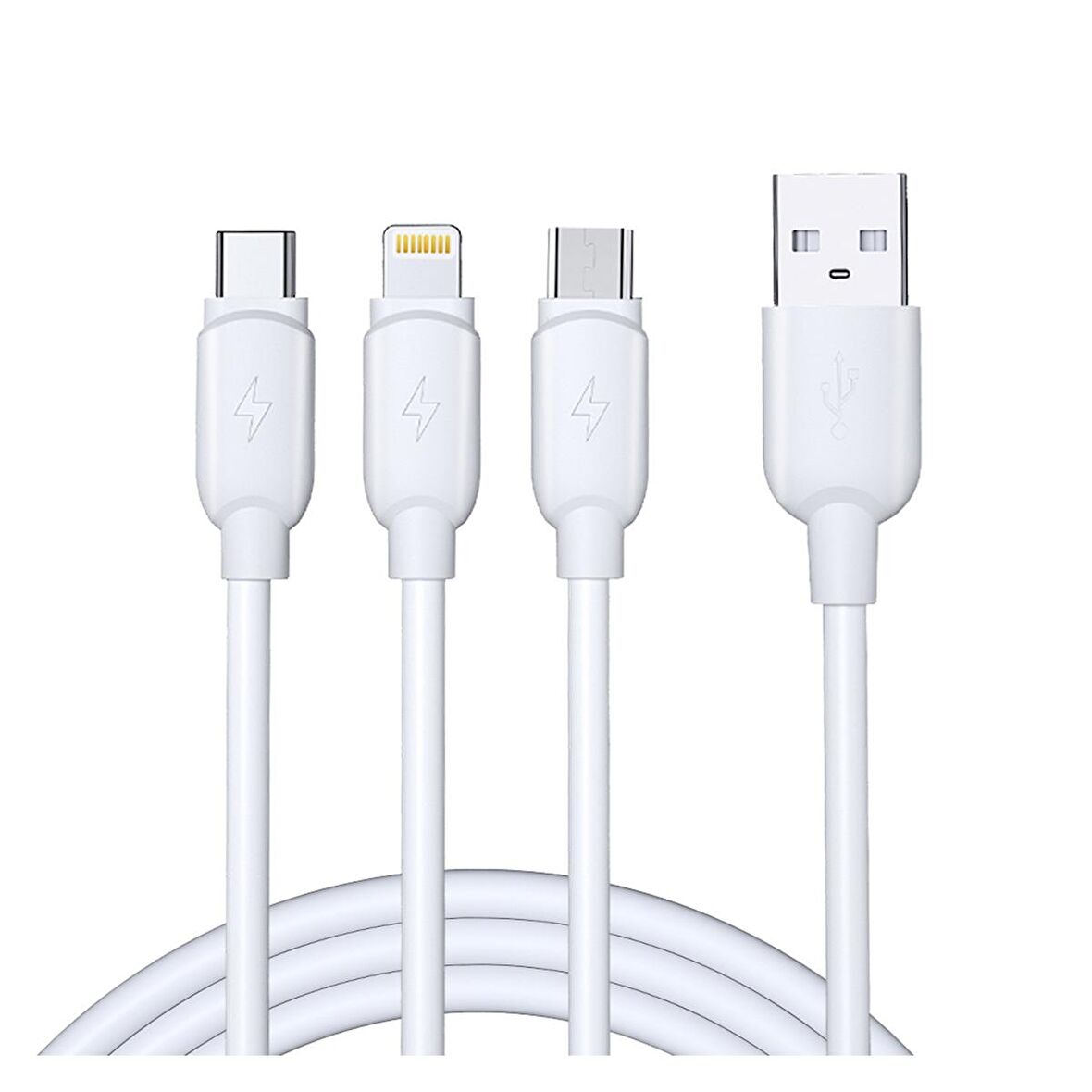 Rock G12 Three 3 in 1 Primary 3A 1.2 Metre ( Lightning, Type-C, Micro Usb ) Şarj ve Data Kablosu Bey