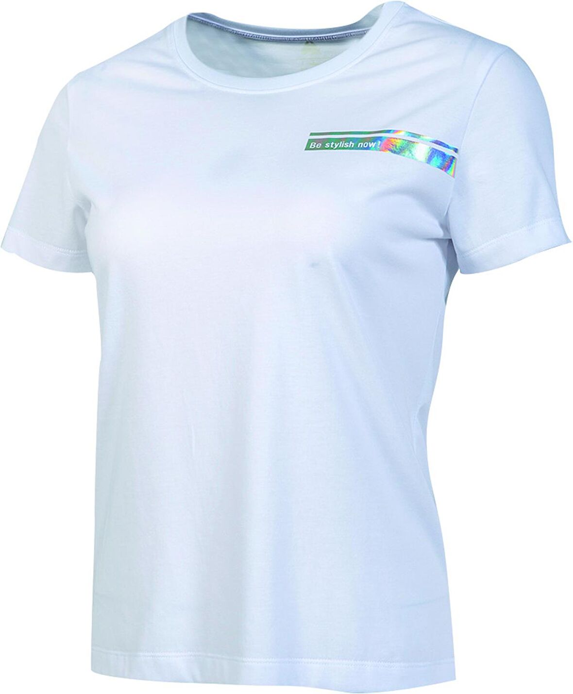 Peak Round T-Shirt FW602442 Kadın Beyaz Bisiklet Yaka Baskılı Nefes Alabilen Rahat Kısa Kollu Günlük Antrenman Spor Tişört