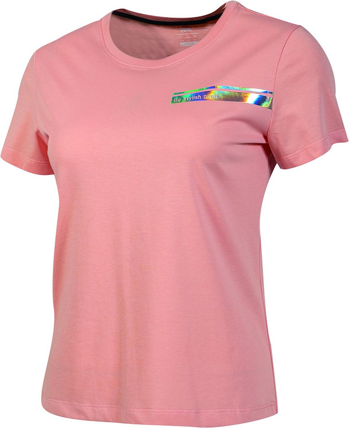 Peak Round T-Shirt FW602442 Kadın Pembe Bisiklet Yaka Baskılı Nefes Alabilen Rahat Kısa Kollu Günlük Antrenman Spor Tişört